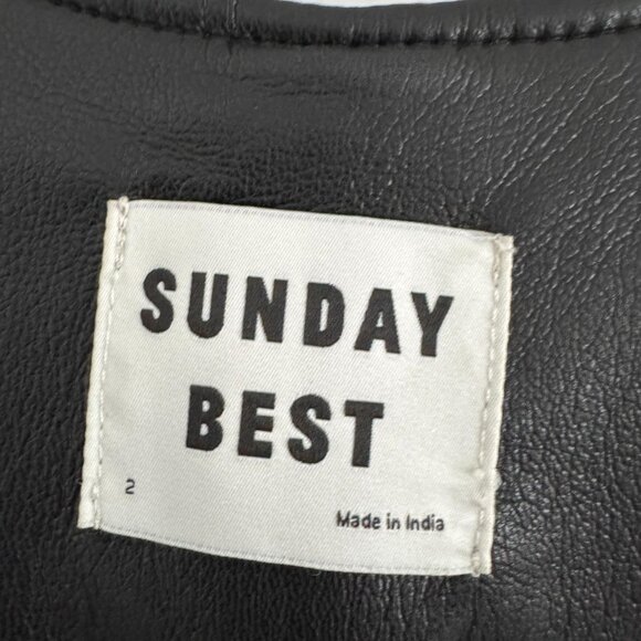 Sunday Best (Aritzia) "Zoey" Black (Faux) Leather Vest, size 2 - Picture 4 of 5
